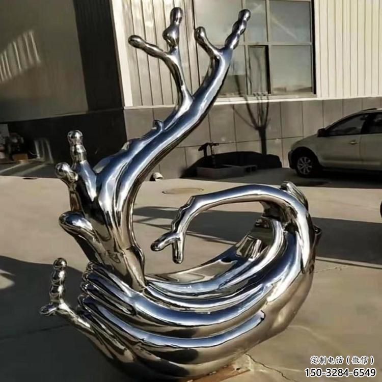 仿真水花雕塑 電鍍現(xiàn)代水景雕塑 戶外雕塑