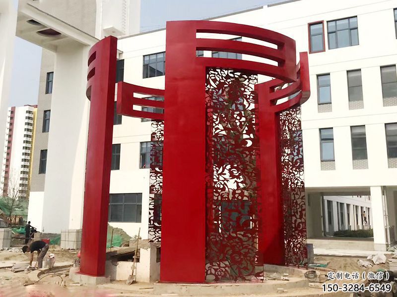 房地產(chǎn)大門雕塑，創(chuàng)意設(shè)計(jì)不銹鋼大門雕塑