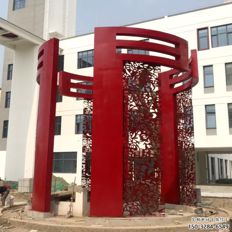 鏤空門(mén)套雕塑，烤漆工藝，不銹鋼鏤空門(mén)套雕塑