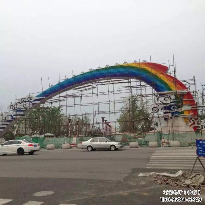 祥云大門雕塑，城市地標建筑，不銹鋼祥云大門雕塑