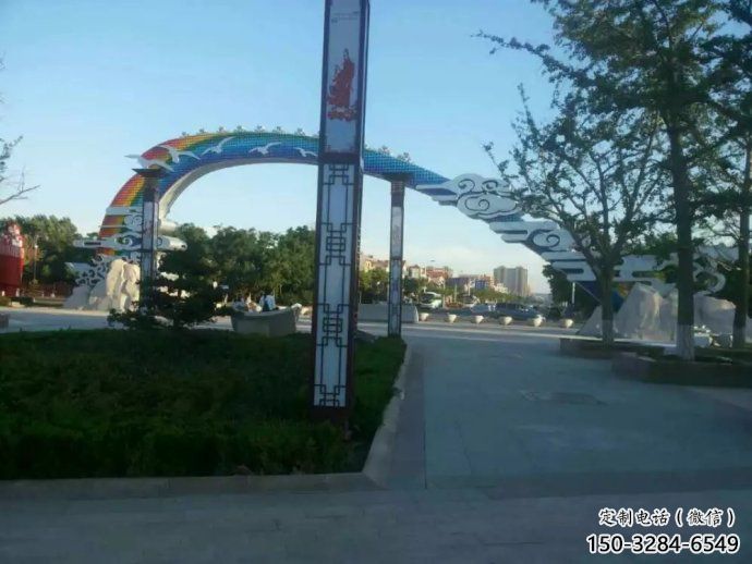 祥云拱門雕塑，廣場藝術建筑，不銹鋼祥云拱門雕塑