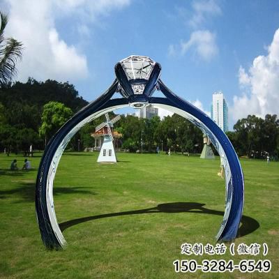 戒指大門(mén)雕塑，現(xiàn)代景觀(guān)小品，不銹鋼戒指拱門(mén)雕塑