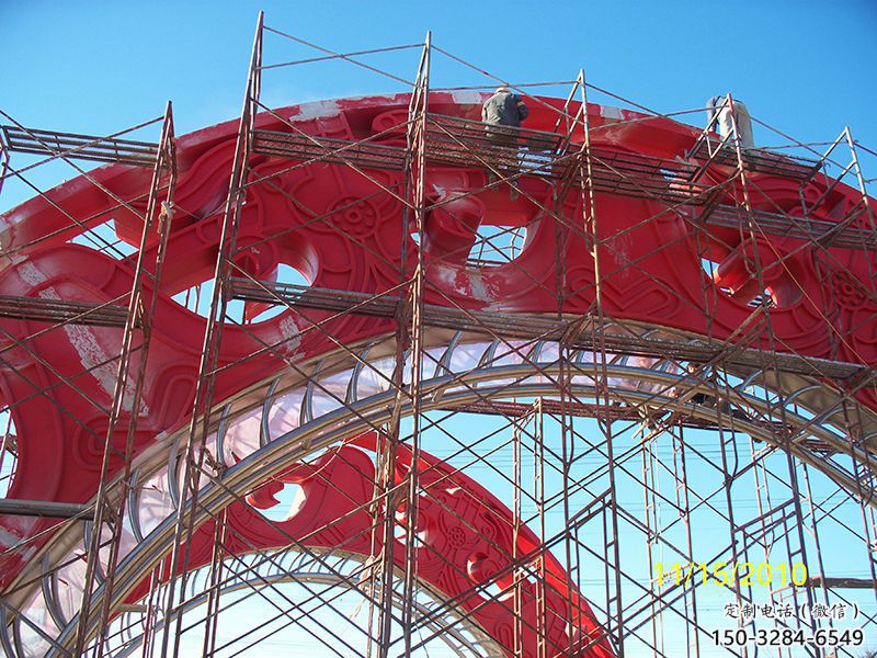 現(xiàn)代拱門雕塑,鏤空藝術制作，不銹鋼金屬大門雕塑