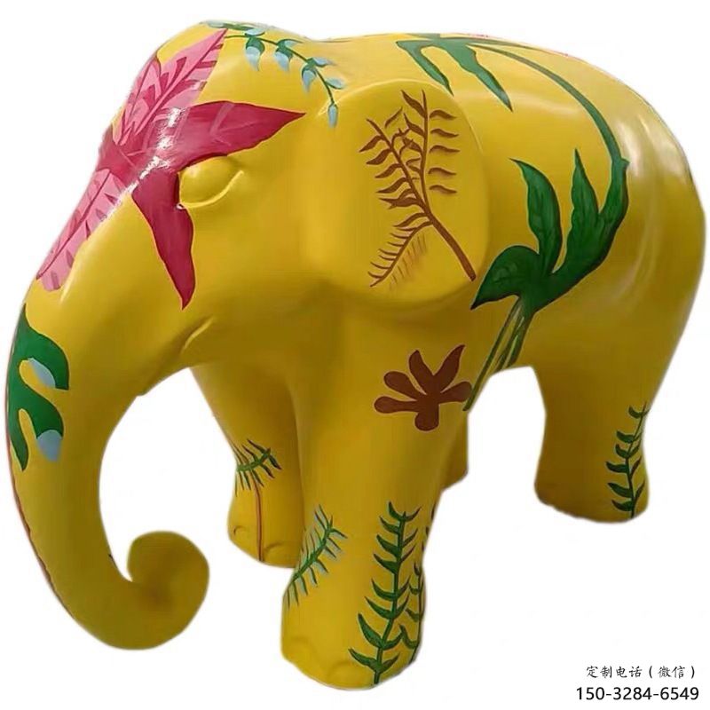 大象雕塑，彩繪工藝雕塑，玻璃鋼大象雕塑廠家