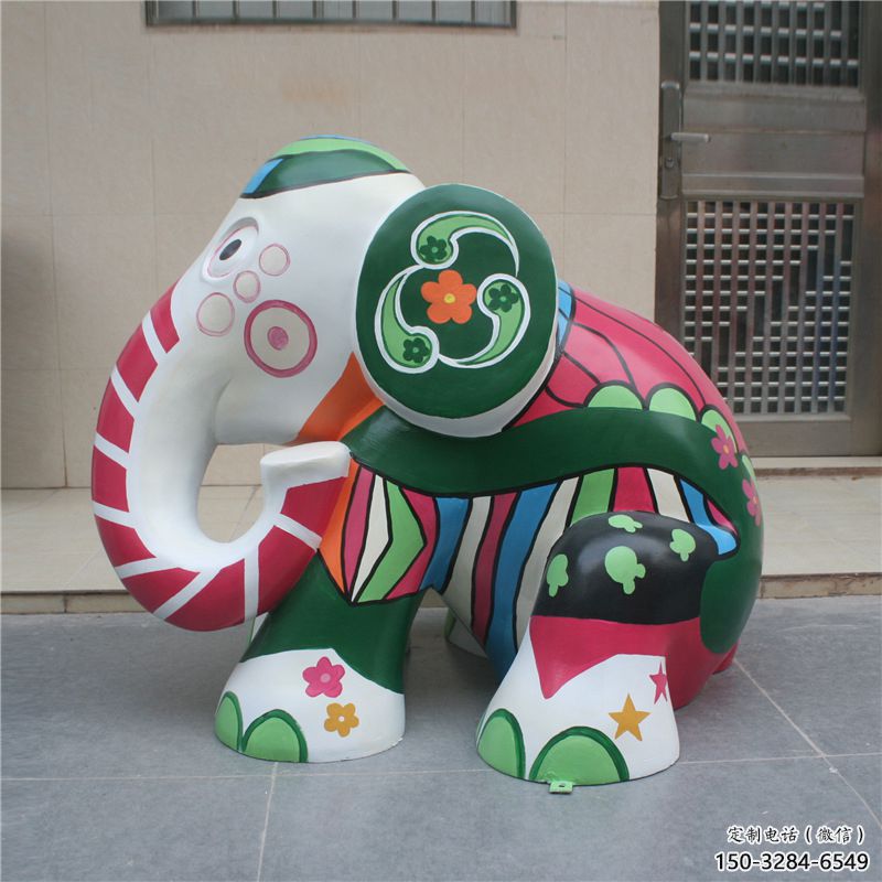 景觀大象雕塑供應(yīng)，花園小品，酒店彩繪大象雕塑展品