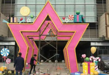 五角星門套雕塑，美陳藝術(shù)概念，不銹鋼大門雕塑展示