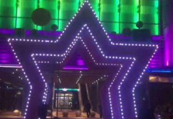 五角星門(mén)頭雕塑，燈光不銹鋼門(mén)頭雕塑