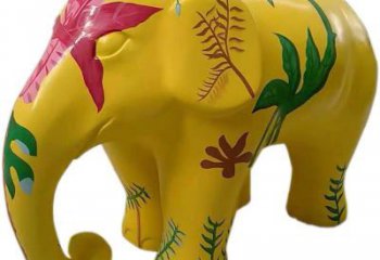 大象雕塑，彩繪工藝雕塑，玻璃鋼大象雕塑廠家