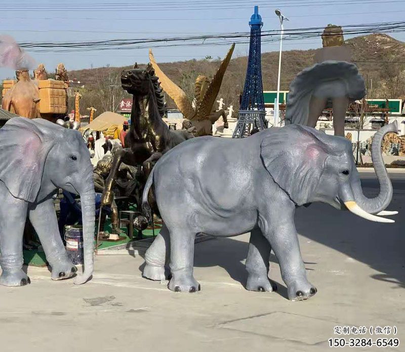 制造大象雕塑廠家，地標(biāo)擺件，仿真大象雕塑精選
