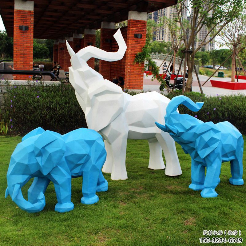 切面大象雕塑擺件供需，動物制作，幾何大象雕塑廠家