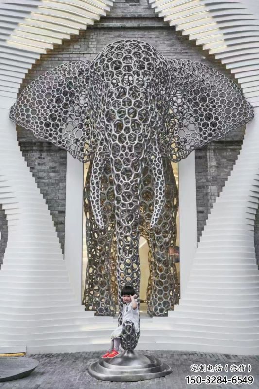 大象頭雕塑預定，城區(qū)小品，鏤空大象雕塑制造商