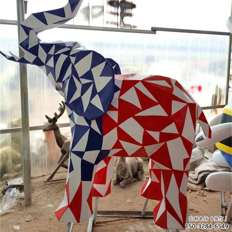 大象雕塑觀賞型，公園小品，烤漆大象雕塑常用