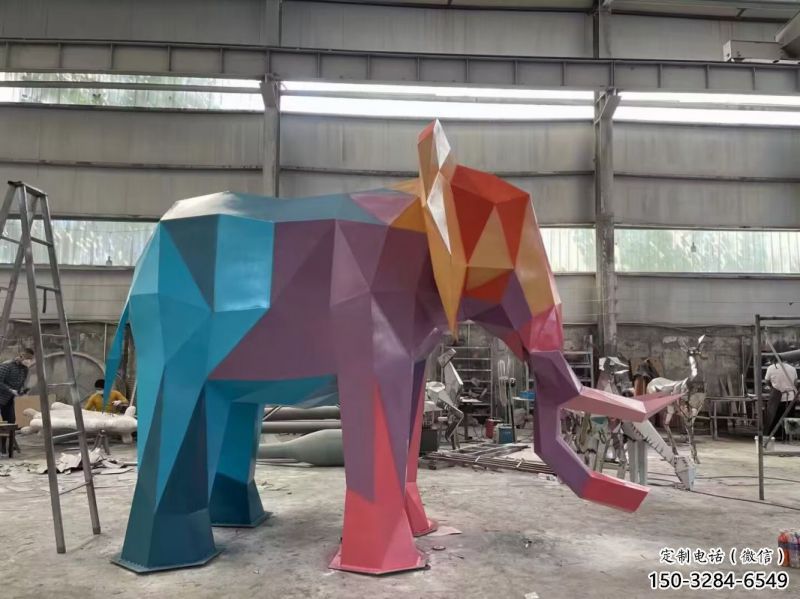 鋼鑄大象雕塑常用，金屬組合，景觀烤漆大象雕塑定價