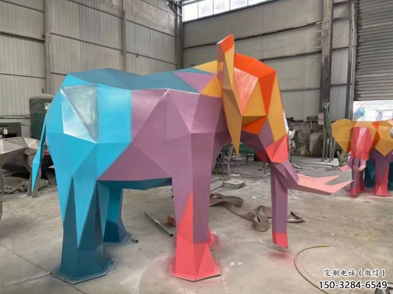 園林大象雕塑標準，彩鋼制作，景觀烤漆大象雕塑優(yōu)價