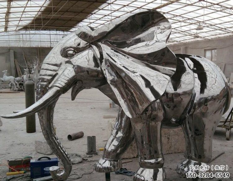 大象雕塑優(yōu)價(jià)，金屬組合，鏡面大象雕塑廠家