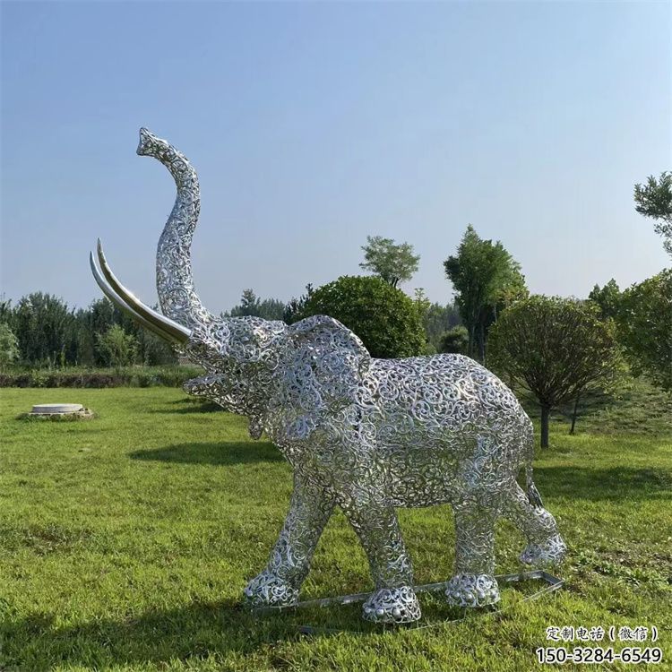 大象雕塑標(biāo)志精選，街頭藝術(shù)，公園鏤空大象雕塑承接