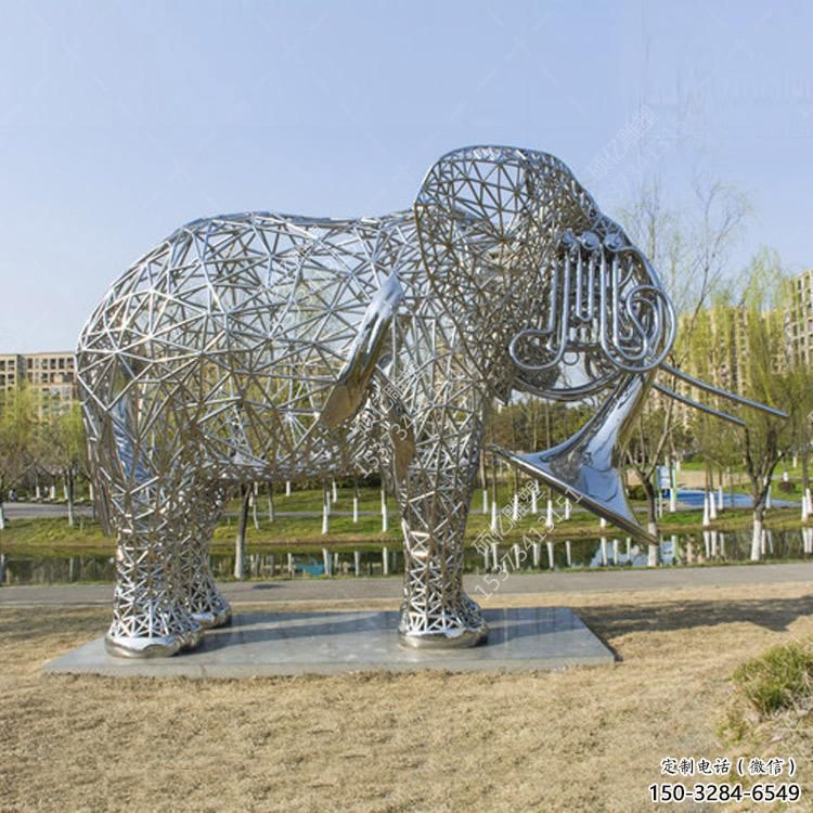 大象雕塑承接，動(dòng)物鏤空雕塑，鏤空大象雕塑定制