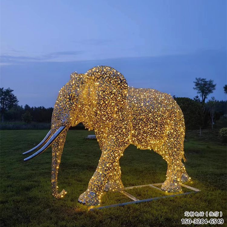 商場大象雕塑常用，公園小品，房地產鏤空大象雕塑生產商