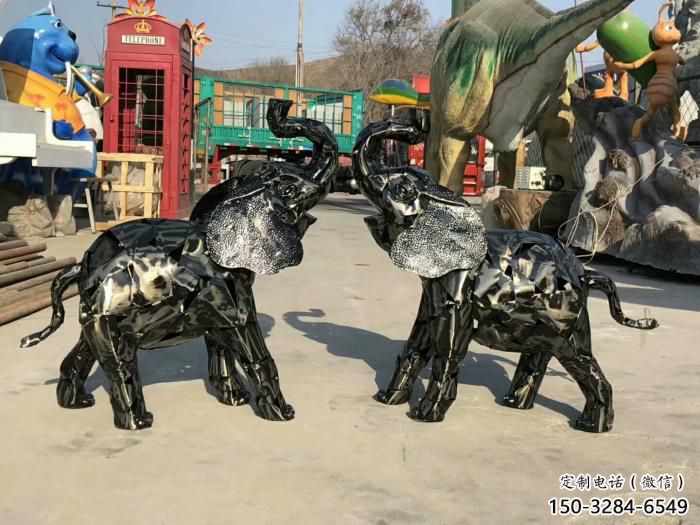 大象雕塑預(yù)定，小區(qū)擺件，鐵藝大象雕塑主題