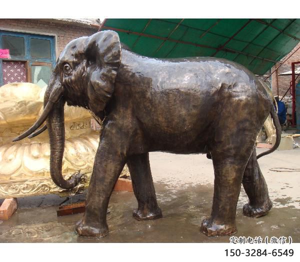 園林大象雕塑供應(yīng)，動(dòng)物雕塑，銅大象雕塑素材制造
