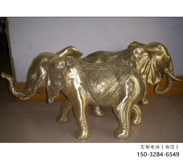 大象雕塑供應，圓雕體系，景觀黃銅大象雕塑制作