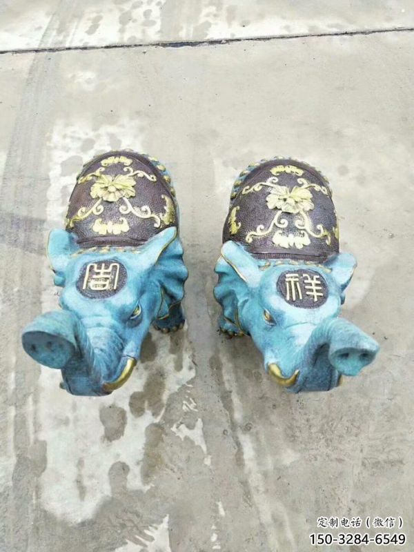 金屬大象景觀雕塑批發(fā)，街頭藝術(shù)，彩繪大象雕塑展品