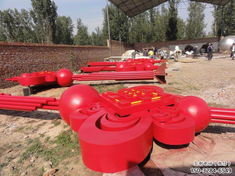 公園中國(guó)結(jié)雕塑廠家，烤漆工藝制作，民俗文化標(biāo)識(shí)