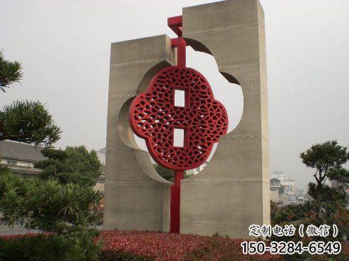 園林中國(guó)結(jié)雕塑廠家，烤漆工藝制作，民俗文化標(biāo)識(shí)