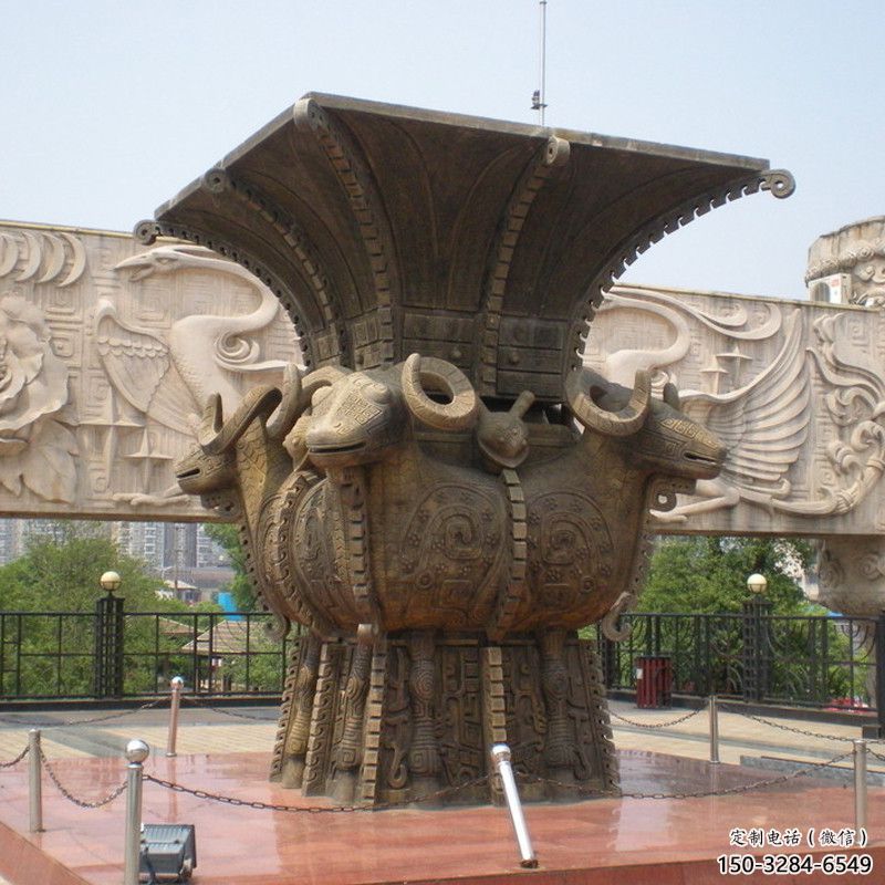 地產(chǎn)標(biāo)識(shí)四羊方尊銅雕塑