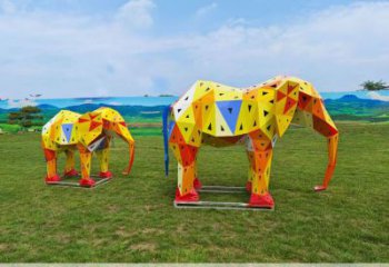 金屬大象雕塑制作觀賞型，城市裝飾，空間烤漆大象雕塑標準