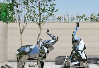 鏡面大象雕塑展品，亮面效果制作，切面大象雕塑精品