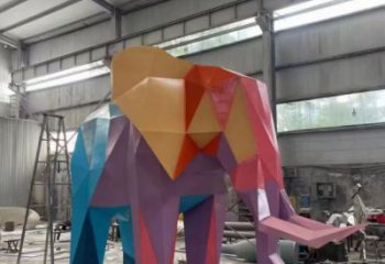 烤漆大象雕塑，仿真主題，切面工藝