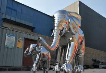 不銹鋼大象雕塑廠家，動物景觀雕塑，不銹鋼動物雕塑加工