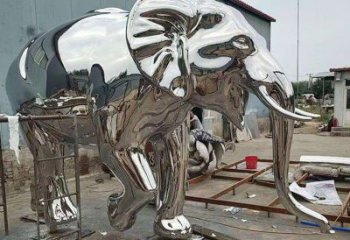 不銹鋼大象雕塑生產(chǎn)，廣場雕塑，鏡面大象雕塑展品