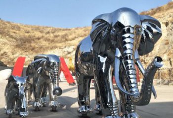 金屬大象雕塑廠家，動物景觀雕塑，不銹鋼動物雕塑提供