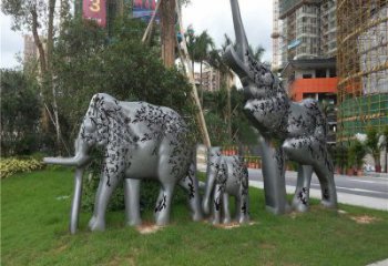 金屬大象雕塑制造，公園雕塑，鏡面大象雕塑展品