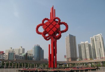 庭院中國(guó)結(jié)雕塑廠家，烤漆工藝制作，民俗文化標(biāo)識(shí)