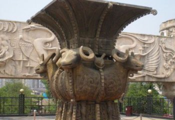 地產(chǎn)標(biāo)識四羊方尊銅雕塑