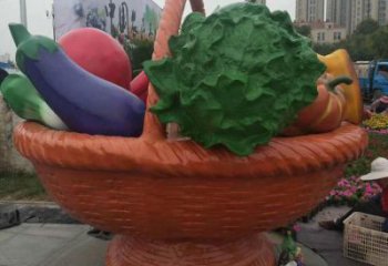 果籃雕塑觀賞型，街景小品，白菜果籃雕塑常用