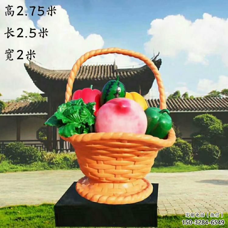 園林果籃雕塑精選，陸地擺件，玻璃鋼果籃雕塑精品
