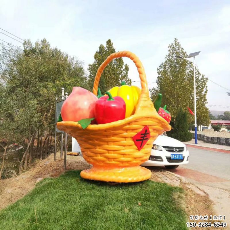 鋼結(jié)構(gòu)果籃雕塑指用，景觀雕塑，園林藝術(shù)不銹鋼果籃雕塑點(diǎn)擊