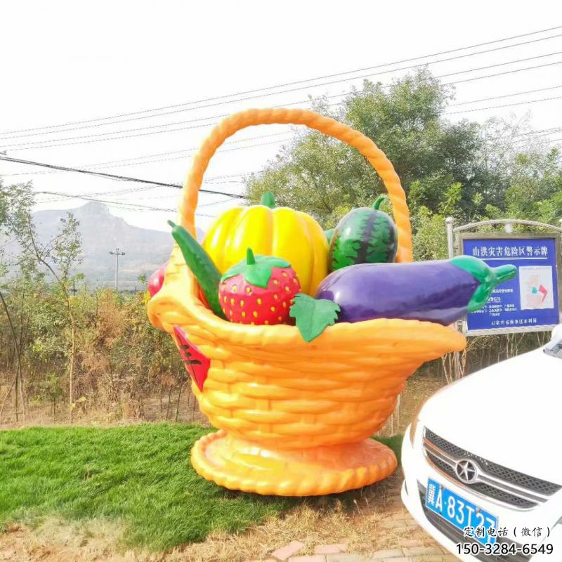 商業(yè)果籃雕塑承接，鍛造工藝，不銹鋼果籃雕塑抽象訂做