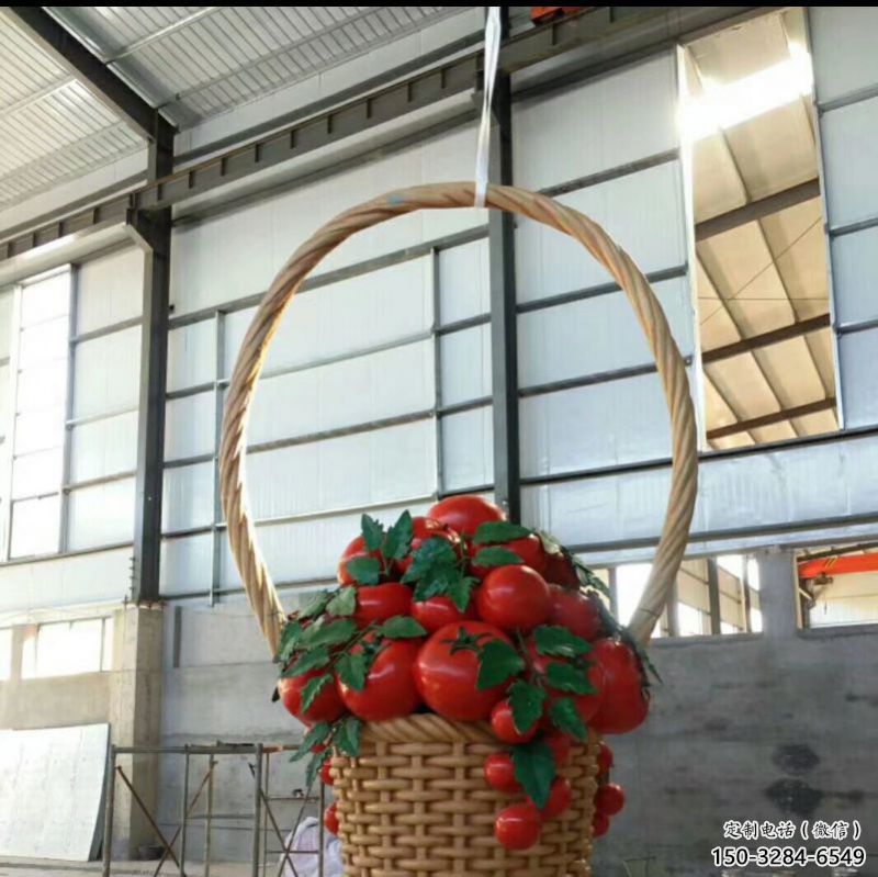 果籃雕塑制造商，城市雕塑，廣場番茄果籃雕塑觀賞型