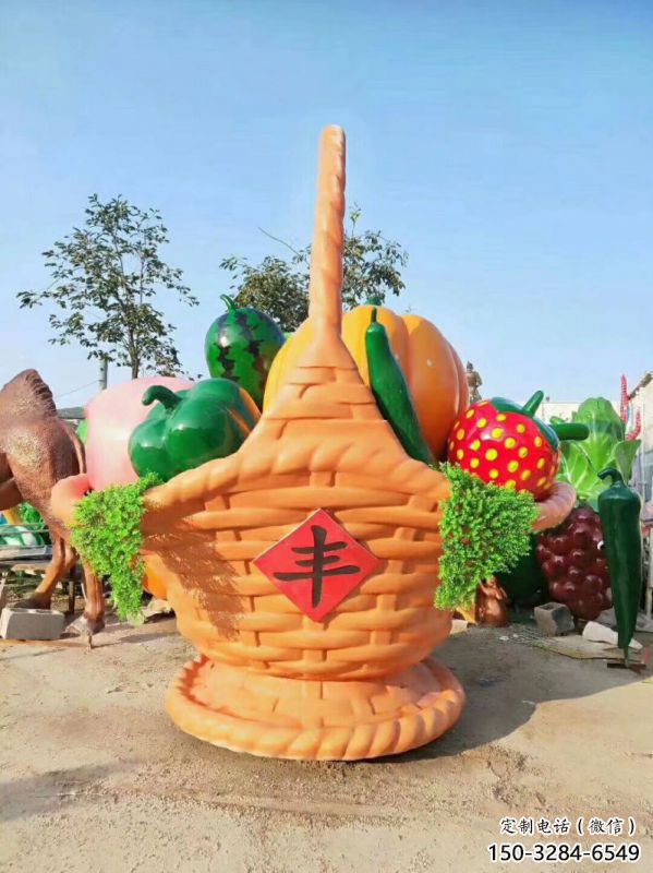 果籃雕塑擺件制造，酒店擺件，仿真果籃雕塑選定