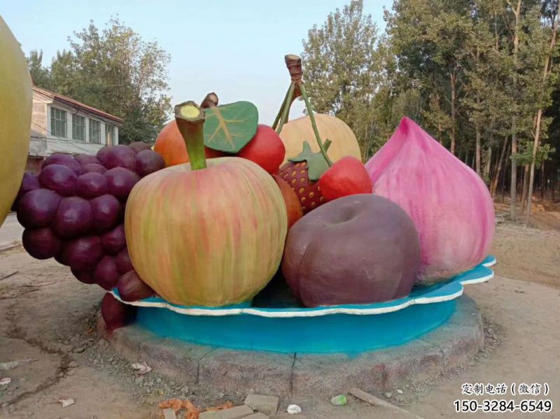 果籃雕塑定制，歐式風(fēng)格，仿真果籃雕塑供給