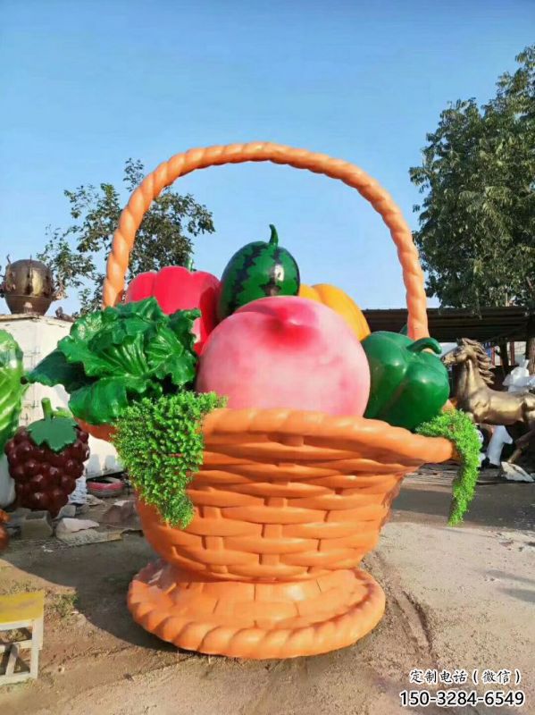 果籃雕塑供給，中式工藝，仿真果籃雕塑精品