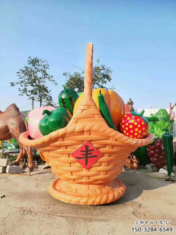 果籃雕塑優(yōu)選，室外雕塑，彩繪仿真果籃雕塑優(yōu)選