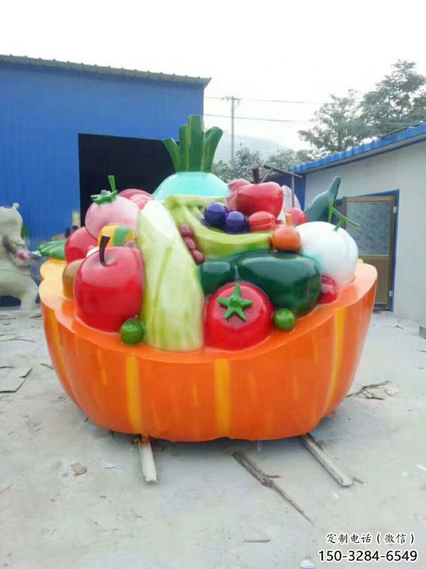 主題果籃雕塑制作，村標(biāo)概念，南瓜果籃雕塑專供