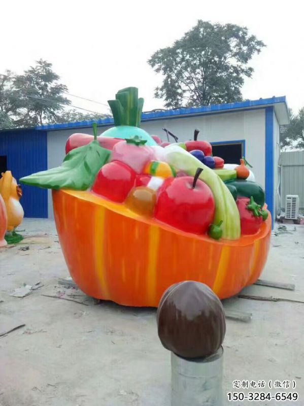 標志果籃雕塑精選，多彩藝術，蔬菜果籃雕塑優(yōu)價