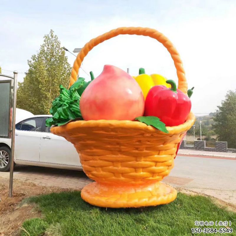 果籃雕塑制作優(yōu)選，戶外雕塑，軟裝水果果籃雕塑優(yōu)選